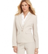 Jones New York takes the stress out of suiting with this easy care petite jacket: It's a crisp look that's machine washable!