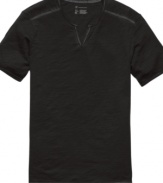 It's time to step-up your t-shirt style with this cool split neck tee from INC International Concepts.