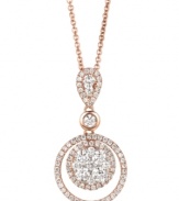 Round and resplendent. Le Vian's necklace and double-circle pendant, set in 14k rose gold, feature diamonds (7/8 ct. t.w.) in a stunning fashion. Approximate length: 18 inches. Approximate drop: 1 inch.