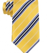 Smart stripes on this Donald J. Trump silk tie keep you stylish without trying.