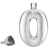 Bring your own drink in this stylish flask, featuring a contemporary oval cutout in stainless steel. A fantastic gift and go-to favorite from Gorham's That's Entertainment barware collection. With funnel for easy filling.