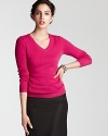 From workday to weekend, this cashmere V-neck sweater from C by Bloomingdale's brings luxe versatility to your wardrobe.