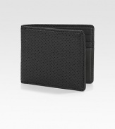 The classic wallet in perforated leather. One bill compartment Six card slots 4½ X 4 Imported 