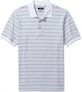 Get a pocket full of cool striped style with this polo shirt from Alfani Black,