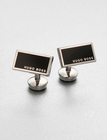 Classic, rectangular shaped cuff links with a solid enamel inlay, complete with signature logo detail for a sophisticated, finishing touch.Brass/enamel½ x ¼Imported