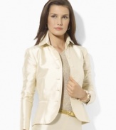 Rendered in lustrous silk dupioni, this Lauren by Ralph Lauren jacket is an ideal piece for a formal affair.