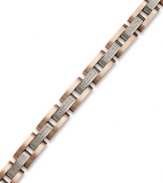 Versatile and stylish, this chic men's bracelet combines round-cut diamond links (1/2 ct. t.w.) in a stainless steel and rose ion-plated bracelet. Approximate length: 8-1/2 inches.