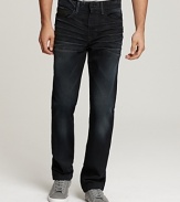 Rendered in a deep Herata wash, The Rebel is a relaxed fitting jean with signature arc's on back pocket.