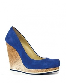 In bold blue, the Selma wedges from Luxury Rebel lend instant, effortless color.