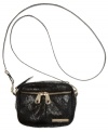 Throw on this casual crossbody and you're out the door. A take-anywhere design from Kenneth Cole Reaction featuring an all-over python print, gold-tone hardware and a unique double zip front pocket.