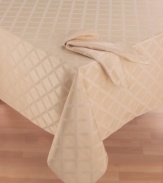 Lenox's Laurel Leaf table linens bring honor to any home. Featuring a leaf pattern against a striped damask background.