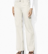 The epitome of contemporary style and comfort, Lauren Jeans Co.'s chic chino is rendered in soft, lightweight cotton twill designed in a trouser silhouette.