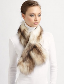 EXCLUSIVELY AT SAKS. A luxurious dyed fox style with a convenient keyhole. About 4 X 40Dyed silver foxSpecialist dry cleanImported Fur origin: Finland