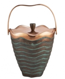 Featuring a bold new look for Nambe's signature metal, the handcrafted Copper Canyon ice bucket captures the beauty of the American Southwest in radiant copper with a rippled green patina.