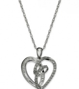 The heart is a gift, give it to someone you love. This stunning cut-out heart pendant features swirling ribbons and round-cut diamonds (1/3 ct. t.w.) in sterling silver. Approximate length: 18 inches. Approximate drop: 3/4 inch.