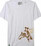 Get a graphic on the wild side: LRG's V-neck tee with giraffe print on bottom left side.