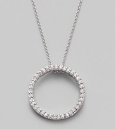 From the Tine Treasures Collection. A simple circle shimmers and sparkles, outlined in diamonds and dangling from a chain of 18K white gold.Diamond, 0.26 tcw 18k white gold Chain length adjusts from about 16 to 18 Pendant diameter, about ¾ Lobster clasp Made in Italy