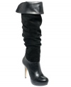 Slouchy detailing and a fold-over shaft make the Zenya boots by INC International Concepts a certified winner.