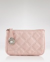 In a pretty pastel shade, Marc Jacobs' quilted leather pouch hints at girlie-chic.