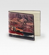 Taken directly from a vintage postcard, this wallet portrays a boating expedition on Nevada's Lake Mead, created by the Hoover Dam.One bill compartmentSix card slotsLeather4W x 4HImported