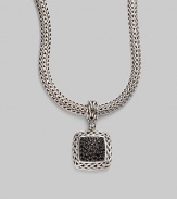 From the Classic Chain Collection. Black sapphire pavé dazzles along the center of this sterling silver square enhancer.Black sapphire Sterling silver Length, about 1½ Width, about 1 Made in Bali Please note: Chain sold separately. 