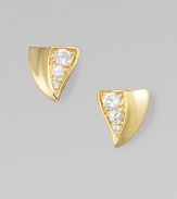 From the Thorn Collection. Triangular, thorn-shaped studs of glowing, goldplated sterling silver have a concave profile on one side and sparkling white sapphires on the other.White sapphire18k goldplated sterling silverLength, about ½Post backImported