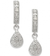 A stunning silhouette. Victoria Townsend's pear drop earrings, set in sterling silver, dazzle with diamond accents. Approximate drop: 3/4 inch. Approximate width: 1/4 inch.