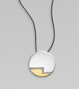 From the Nile Collection. A sleek modern disk of sterling silver and golden finishing, with a stepped row of shimmering white topaz, on a silver box chain.White topazSterling silverGoldplatedChain length, adjusts from about 16-18Pendant diameter, about 1Lobster claspImported