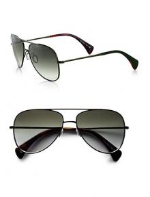 Double-bridge design handcrafted of lightweight metal in a classic aviator shape. Available in moss frames with oliver gradient lenses.Metal100% UV ProtectionImported