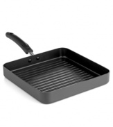 Grill 'em! A versatile solution for cooking the foods you love in a healthier way, this nonstick grill pan is perfect for searing steaks, burgers and fish with little to no fat needed. Hard-anodized aluminum heats up fast and cools down quick for precision temperature control that dishes out the most flavorful meals around. Limited lifetime warranty.