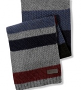 This winter's best accessories have more than a hint of the handknit and homemade. Case in point: Tommy Hilfiger's moss-stitch scarf with its varied, patchwork-patterned stripes.