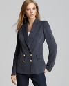 No professional wardrobe is complete without a double-breasted jacket, and this Robert Rodriguez blazer is the perfect choice with a flattering fit and classic golden anchor-embossed buttons.