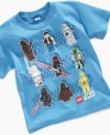 Feel the force. With this cool tee from Mad Engine he can show off all his favorite characters from LEGO Star Wars.