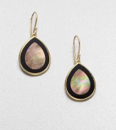 From the Polished Rock Candy® Collection. Iridescent black shell with a rich black onyx border set in radiant 18k gold in a chic teardrop shape. 18k goldBrown shellBlack onyxDrop, about 1.4Hook backImported 