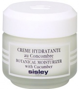 Moisturizer With Cucumber. Light-textured botanical hydrating facial cream with cucumber, perfect for everyday use. Tones, refreshes, softens and soothes normal/dry/sensitive skin while diminishing the appearance of fine lines. Skin looks radiant and feels revitalized. Imported from France. 1.5 oz. 