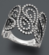 Star-gazing style. Deco by Effy Collection's statement-making ring features an intriguing 14k white gold and black rhodium setting, an intricate swirling design, and sparkling round-cut diamonds (7/8 ct. t.w.). Size 7.