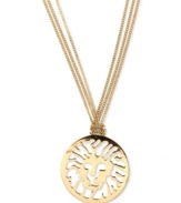 Roaring fashion from Anne Klein. This pendant necklace will be the pride of your outfit with a lion's head pendant strung on long multi-chains. Crafted in gold tone mixed metal. Approximate length: 38 inches. Approximate drop: 1-1/4 inches.