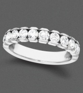 A shining ring with striking style in 14k white gold with round-cut diamonds (1/2 ct. t.w.).