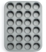 This 24-cup mini muffin pan yields mini bite-size morsels! Features include nonstick interiors and exteriors for easy cleaning, no-hassle food release and optimum baking performance. Reinforced nonstick surface also offers long-lasting durability. Constructed of aluminized steel to resist rusting. Rolled edges are reinforced with tinned steel wire for added strength. Oven safe to 450 degrees. Lifetime warranty.Model BW5024.