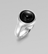 A sleek and modern style with a single smooth black agate stone set in sterling silver. Black agateSterling silverWidth, about 1Imported 