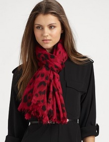 A bold animal print with baby fringe details. 35% cashmere/35% silk/30% woolAbout 55 X 74¾Dry cleanMade in Italy