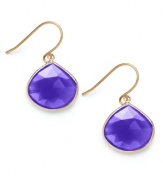 A touch of color livens any look. These stunning 10k gold earrings feature pear-cut blue chalcedony stones (9 ct. t.w.) on french wire. Approximate drop: 1 inch.