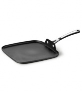 Eggs, pancakes and other breakfast favorites will flip over this smooth, square griddle from Simply Calphalon. With its quick-heating, hard-anodized exterior and double coating of exclusive nonstick formula, you'll bring out the best in your kitchen meal after meal. 10-year warranty.