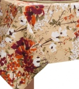 A painted, modern spread of lush wildflowers adorns Vera's Flowering Branch placemat set, creating an ideal backdrop for casual entertaining. (Clearance)