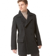 The only one you need. This double-breasted coat from Kenneth Cole stays ready, weather or not.