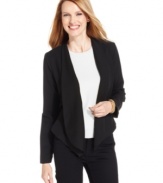 NY Collection's new blazer features crisp tuxedo-inspired details with a soft, open front fit.