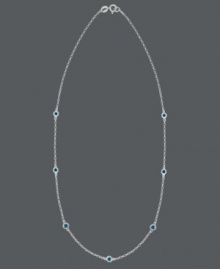 Brilliant sparkle. B. Brilliant's stunning station necklace features round-cut London blue cubic zirconias (1 ct. t.w.) on a delicate sterling silver chain. Approximate length: 18 inches. Approximate width: 3/8 inch.