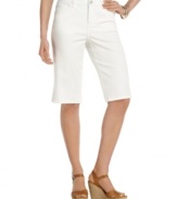 Bermuda shorts in crisp white denim make a chic statement! Style&co.'s also features a tummy control panel for a smoother silhouette you'll love.