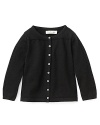 A lightweight cardigan from Pearls & Popcorn boasts pointelle and gathering accents with luxe Mother of Pearl buttons.