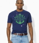 A signature anchor graphic creates a bold nautical-inspired look on a classic-fitting T-shirt in smooth cotton jersey.